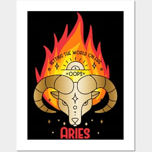 Aries fire faux gold astrology sun sign zodiac birth sign Posters and Art